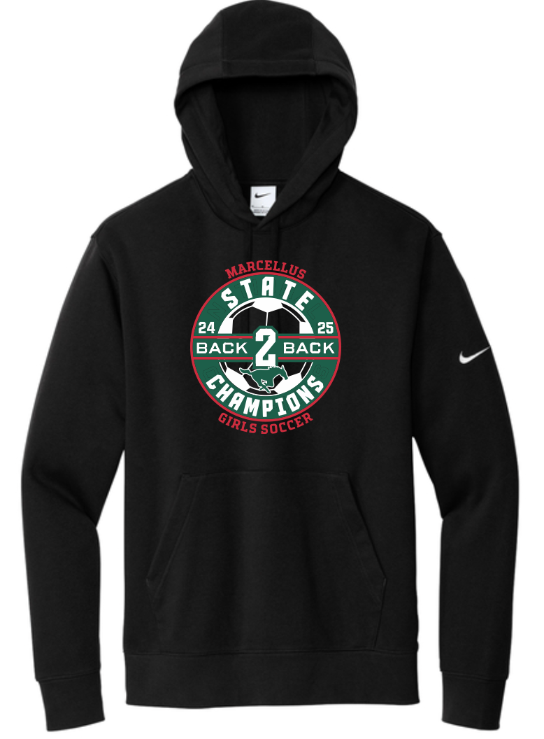 Marcellus Soccer State Champion Nike Club Fleece Unisex Hoodie Back to Back Logo
