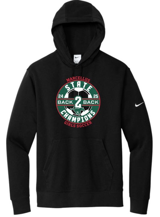 Marcellus Soccer State Champion Nike Club Fleece Unisex Hoodie Back to Back Logo