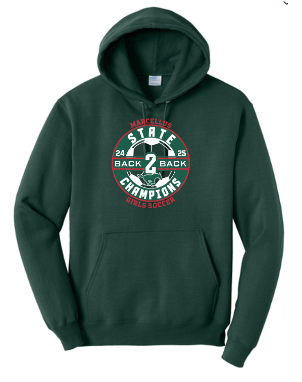 Marcellus Soccer State Champion Port & Company® Core Fleece Unisex Hoodie Back to Back Logo