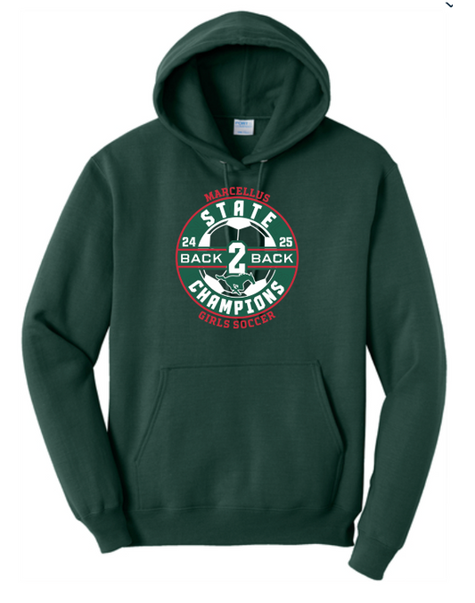 Marcellus Soccer State Champion Port & Company® Core Fleece Unisex Hoodie Back to Back Logo