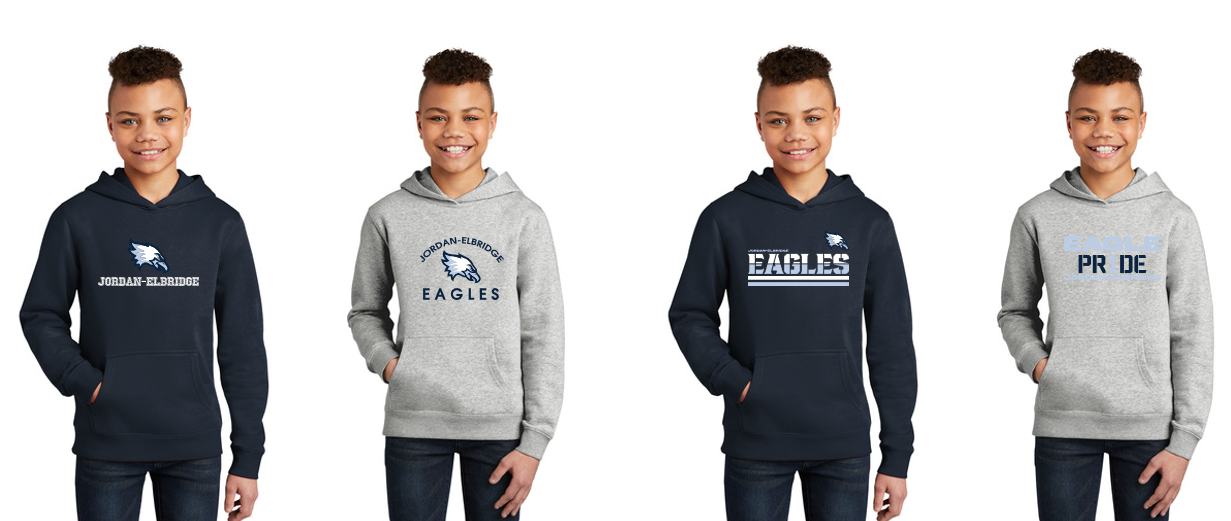 JORDAN-ELBRIDGE BOOSTERS- Port & Company® Youth Core Fleece Pullover Hooded Sweatshirt